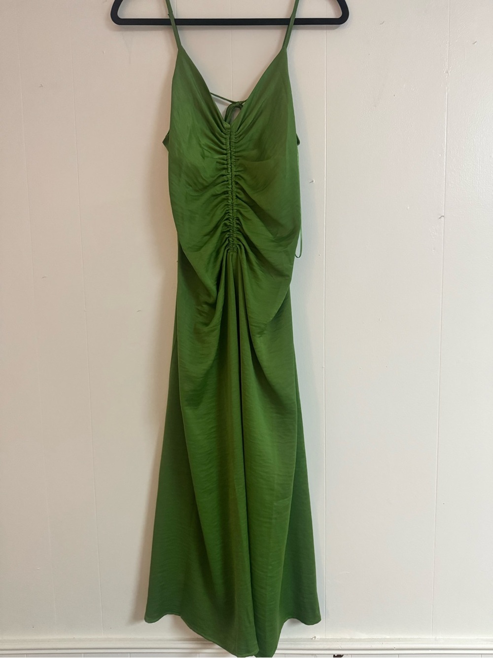House of Harlow 1960 Green Ruched Slip Midi Dress